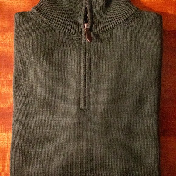 J. Crew Heritage 100% Cotton Half-Zip Sweater. Small. Dark Forest Green. - Picture 6 of 8